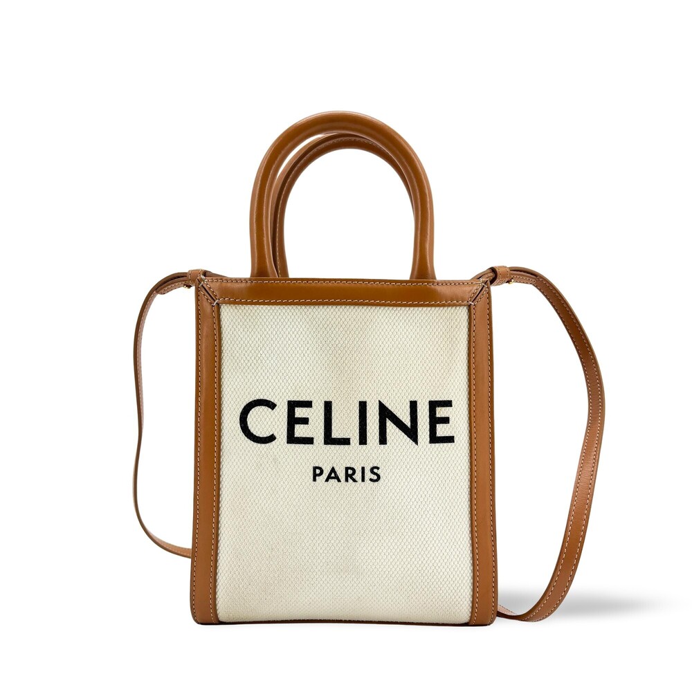 Celine Vertical Cabas Canvas with Leather Small